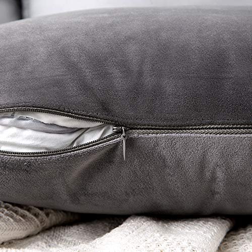 Image of MIULEE Velvet Throw Pillow Covers 12x20 Inch, Pack of 2 - Medium Gray, Soft Solid Lumbar Decorative Pillow Covers Modern Luxury Home Decor for Chair Couch Sofa Bedroom Livingroom