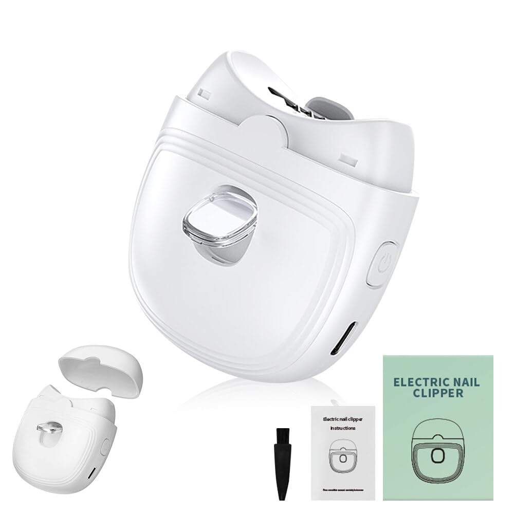 Elektrischer Nagelknipser, Automatische Nagelschere Professionelle Nagelpolierer Für Kinder, Ältere Menschen USB Wiederaufladbare Nagelknipser Schnurloses Gebogenes Design für Ältere Menschen (White)