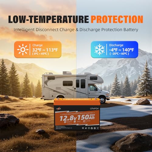 Image of 12V 150Ah Lithium Battery LiFePO4 Deep Cycle Battery, with Bluetooth and Low Temperature Protection, Built-in 200A BMS, Max.1920Wh Energy, 2560W Power, Perfect for Trolling Motor, RV, Solar System