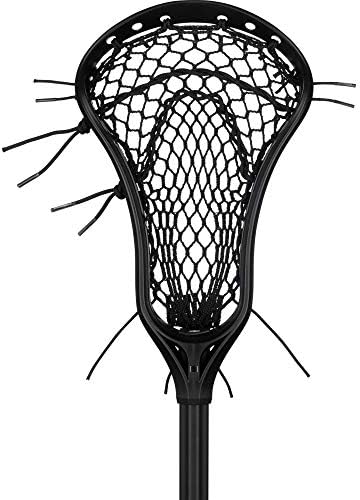 StringKing Women’s Complete Lacrosse Stick with Metal 2 W Shaft and Women's Type 4 Mesh (Black/Black)