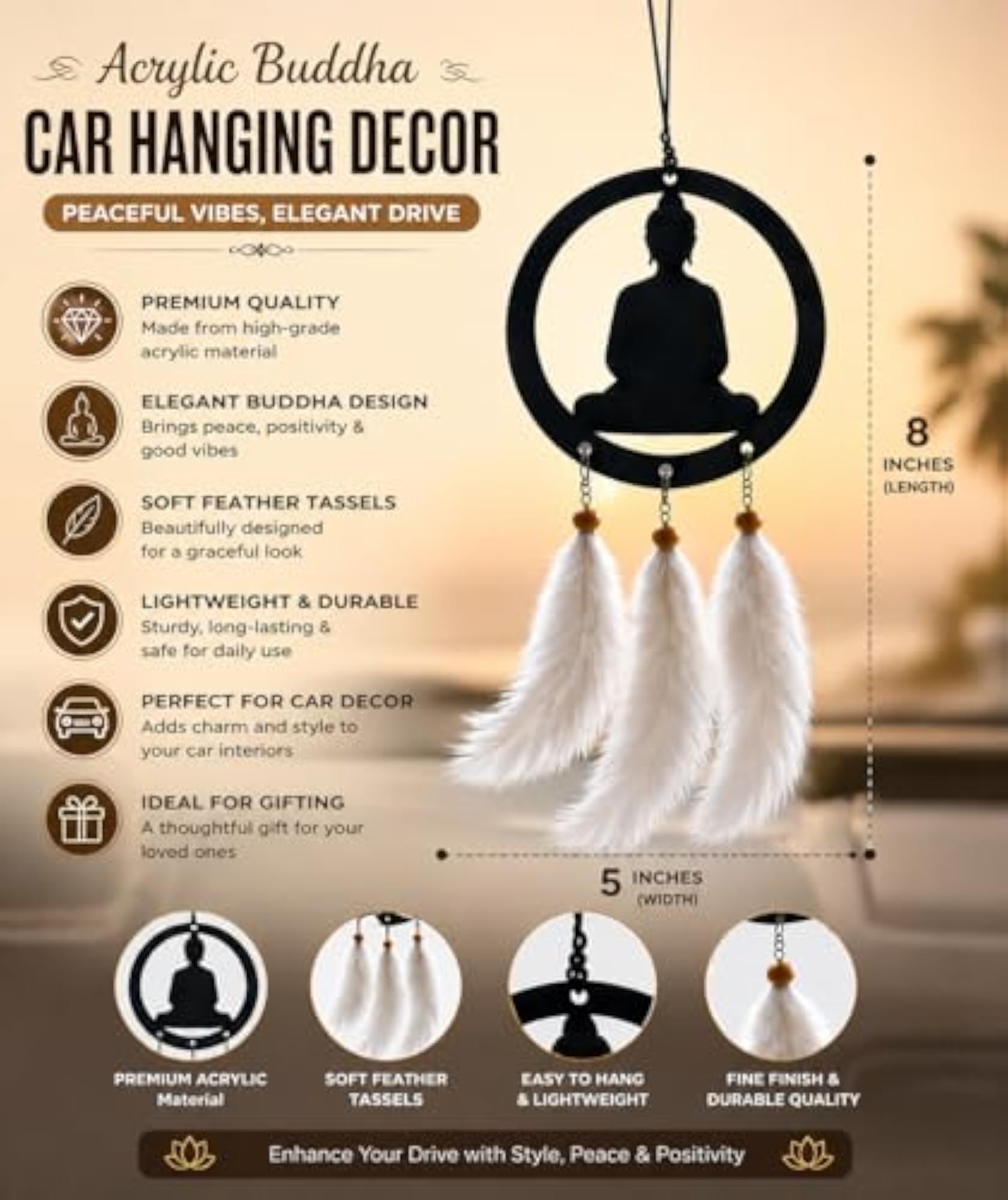 Buddha Dream Catcher Car Hanging Decor