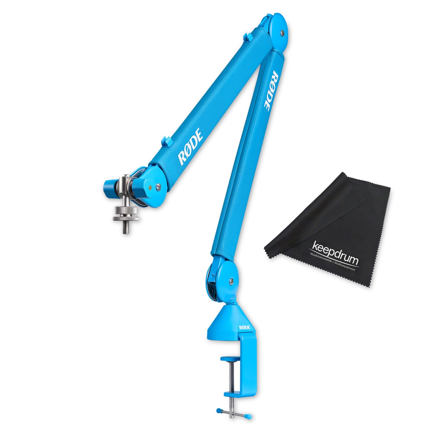 Rode NT1 Signature Studio-Mikrofon Blau mit PSA1+ Gelenkarm-Stativ Blau und keepdrum Mikrofasertuch