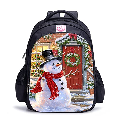 Mochila impresa en 3D de muñeco de nieve casual para adolescentes y estudiantes de moda