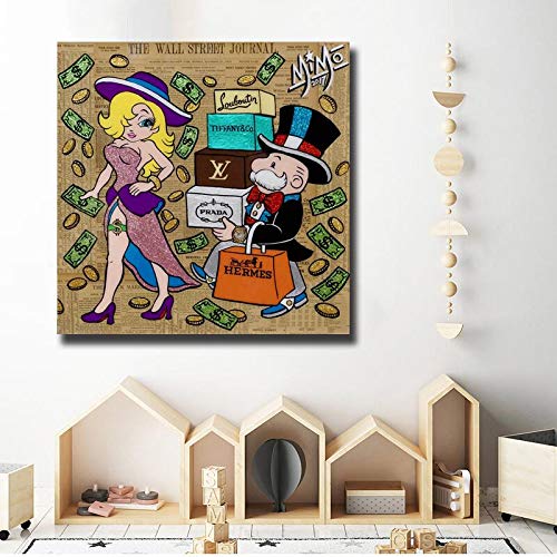 Orlco Art ALEC Graffiti Toile Peinture À l'huile Impression Affiche Mur Art HD Photo pour Salon Décoration de La Maison 28x28inch Cover