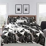 CLOTHKNOW Black Marble Comforter Set King Geometric Plaid Bedding Comforter Sets King Boys Mens Bed...