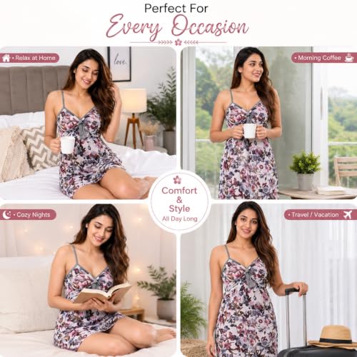 Image of Love Maker Women Solid Soft Fabric Babydoll V-Neck Wedding Nighty Above Knee Lingerie S-3XL