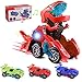 Ulikey Transformación Dinosaurio Coche, Coches de Dinosaurios Juguetes con luz LED Música, Robot de Coche Transformador de Dinosaurio para Juguetes para Regalos de Cumpleaños Niños Juguetes (Rojo)