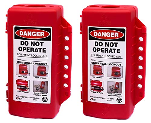 ZING 7294 RecycLockout Lockout Tagout, Universal Plug/Forklift/Cylinder Lockout, Recycled Plastic (1, Тwo Рack)