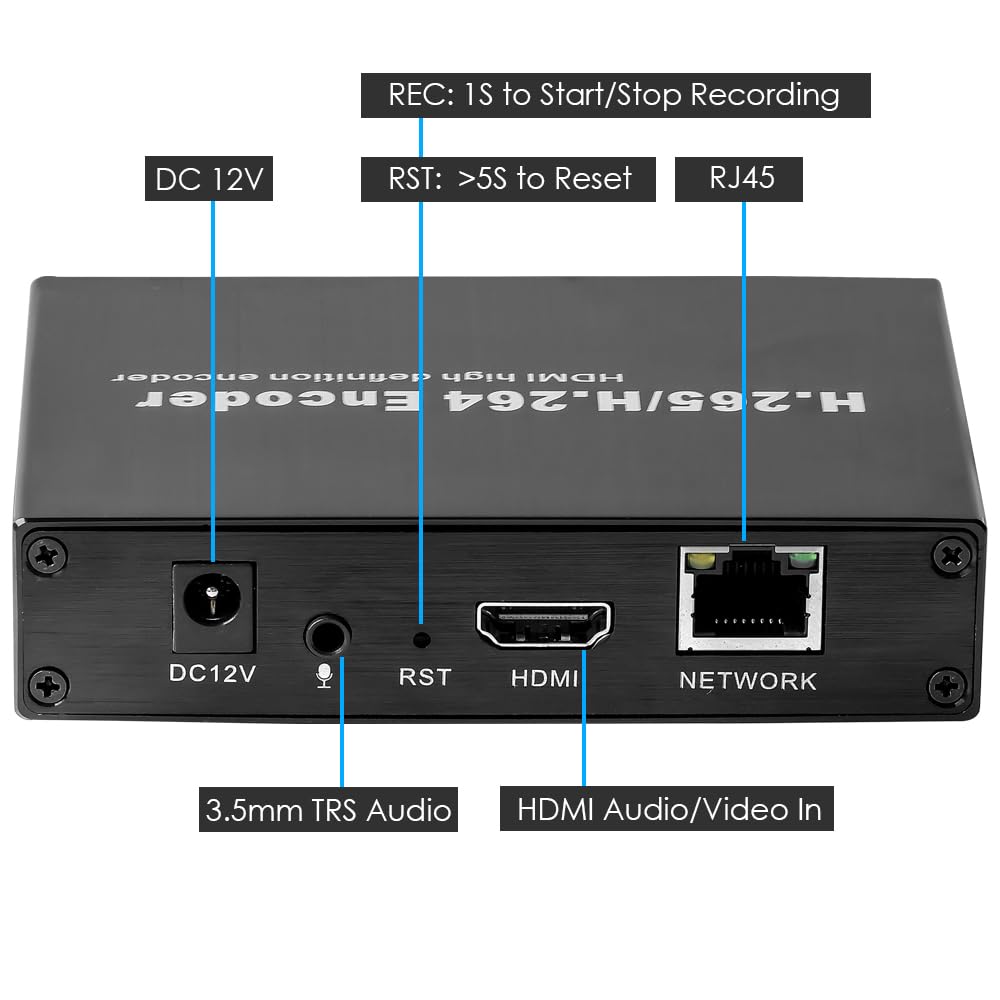 EXVIST H.265 1080P HDMI Video Encoder HDMI zu RTMP Encoder W/SD Card Slot Max 128G DDNS HTTP RTMP RTSP TS UDP Compatible with ONV/HK für IPTV Live Streaming auf YouTube Facebook Vimeo usw.
