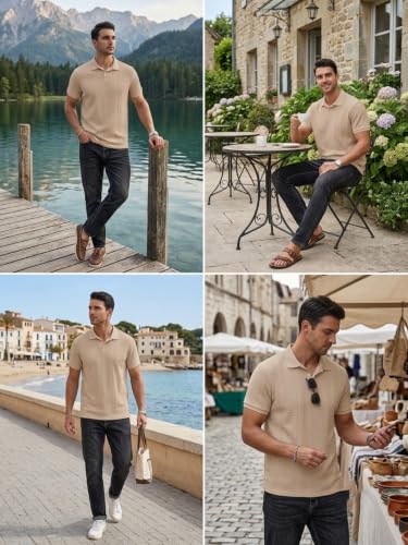 Image of GRECIILOOKS Textured Polo T-Shirt for Men | Premium Lycra Jacquard Collared Cotton Blend Polo | Smart Casual & Formal t Shirt for Men | Stylish t Shirt for Mens for Office, Party & Everyday