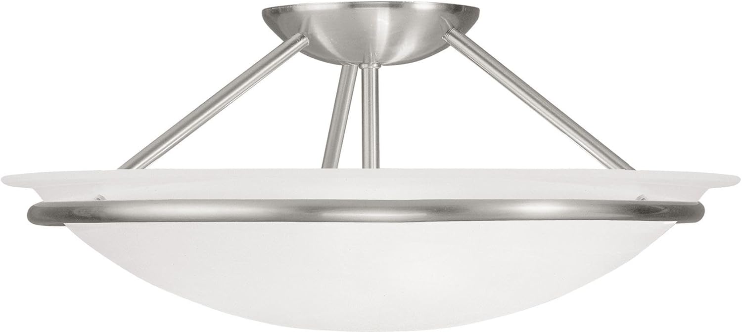 Livex Lighting 4824-91 Newburgh 3-Light Ceiling Mount, Brushed Nickel