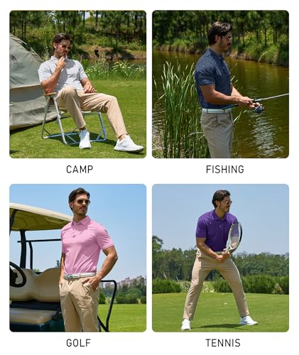 Image of ZITY Mens Golf Polo Shirts Short Sleeve UPF 50+ Performance Moisture Wicking Print Pattern Casual Collared Golf Shirt for Men