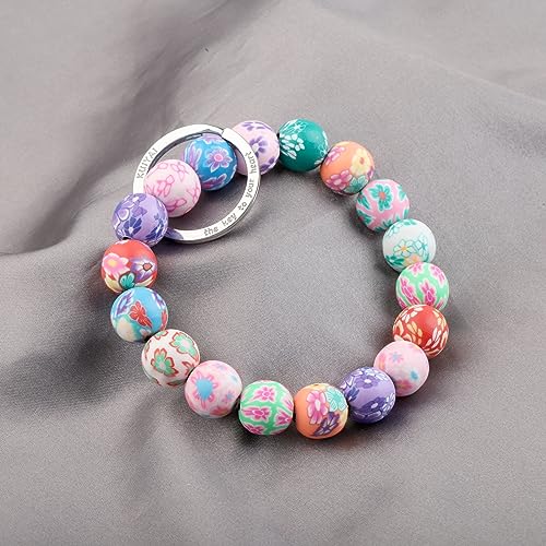 KUIYAI Elastic Functional Beaded Wrist Keychain Bracelet Handsfree Keychain Gift for Her3