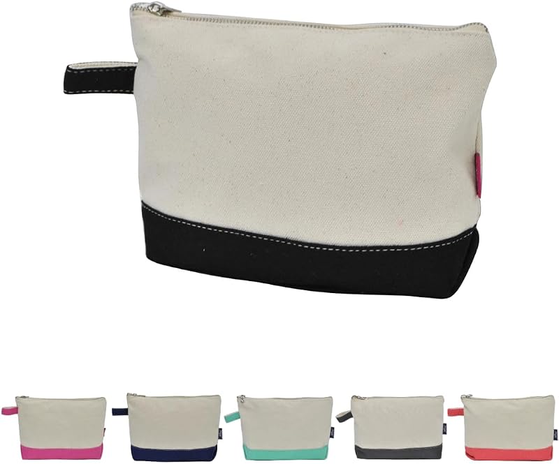 Necessaire de viagem NGIL em lona preta com zíper, 26,67 x 5,08 x 17,78 cm