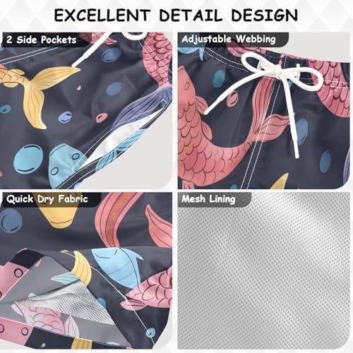 Red Yellow Blue Fishes Boys Swim Trunks, Quick Dry Toddler Beach Shorts Boy Swimwear Bathing Suit3