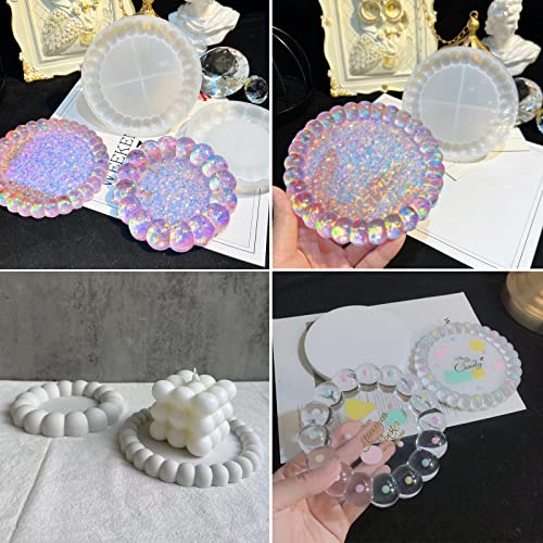 Wehous 4591-WH 2Pcs Bubble Tray Resin Mold, Silicone Tray Coaster Mold Epoxy Resin Casting Mould Cute Jewelry Trinket Plate Candle Holder Mold Diy Resin Polymer Clay Art Craft Supplies Home Decor Ideal Gift thumb #6
