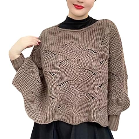 LYEVA Bat Sleeve Knitting Shawl, Womens Casual Pullover Sweater Knit Tops, Women's Poncho Cape Coat Wraps (Mocha) Cover