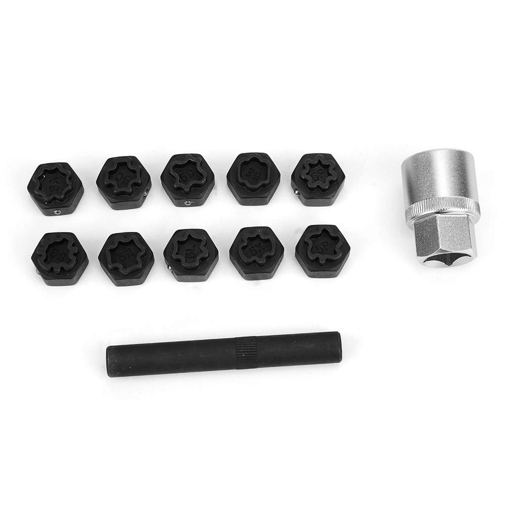 Yctze Douille d'écrou de roue, 12 pièces antivol verrouillage écrou de roue ensemble de douilles installateur de dissolvant outils de clé automobile outils de réparation de