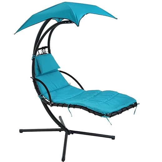 Patio Chair Hanging Chaise Lounger Chair Floating Chaise Canopy Swing Lounge Chair Hammock Arc Stand Air Porch Stand for Outdoor Indoor