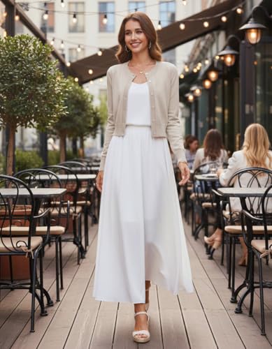 Image of LETDIOSTO Cropped Cardigan Bolero Shrug for Women, Button Down Long Sleeve Knit Sweater for Dresses,for Jeans, XS to XL