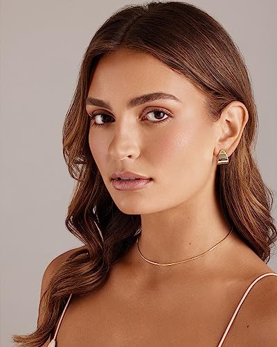 PAVOI 14K Gold Plated 925 Sterling Silver Posts Chunky Hoop Earrings | Statement Huggie Hoops for Women | Lightweight Yellow Gold Dome Earrings4