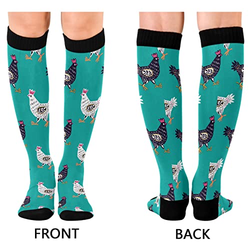 Wusikd Cute Hens Compression Socks for Women and Men Circulation Chicken Long Socks for Athletic Running 12