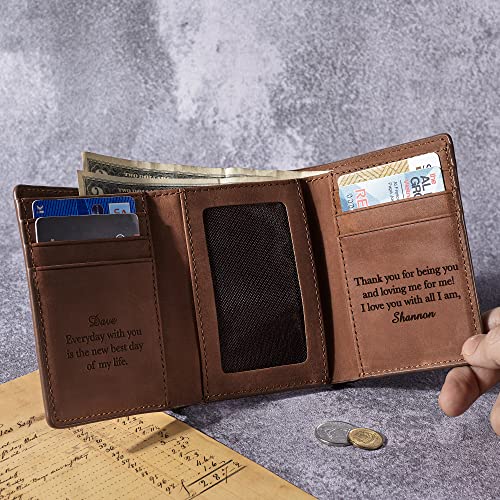 TRIFOLD MENS WALLET, Personalised Mens Wallet, Custom Wallet For Men, Trifold ID Holder Pocket Leather Cash Wallet, Personalized Wallet Gift, Minimalist Wallet, Leather Wallet Holds Lots of Money3