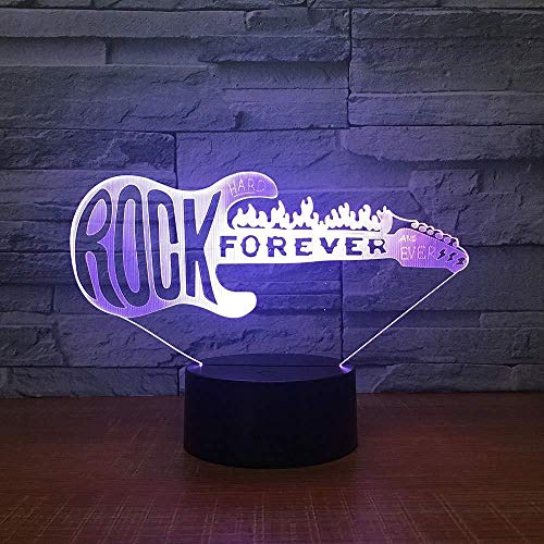Preisvergleich Produktbild Geschenke für Freunde Weihnachtsgeschenke Nachtlicht Rock Forever Gitarre 3D-Licht Zubehör Smart Devices Fernbedienung Nachtlampe LED-Header 3D Visual USB LED-Nachtlicht mit Fernbedienung