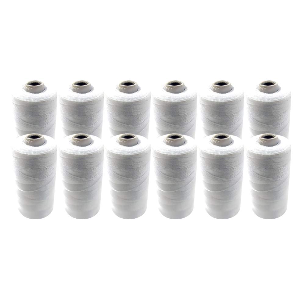 Set De 12 Bobines De Fil Blanc 100% Polyester 500m - Kit Couture Main Et Machine - EUROXANTY