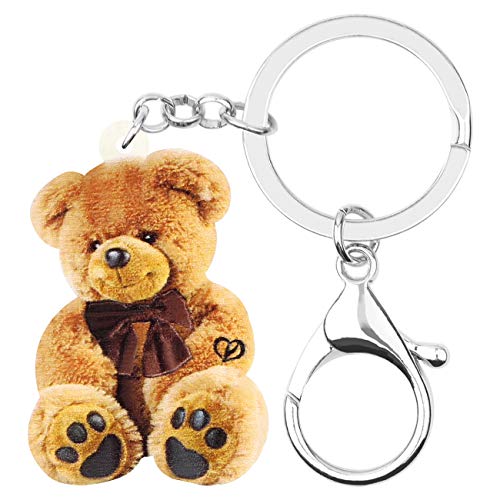 WEVENI Acrylic Cute Fluffy Doll Bear Keychains for Women Girls Gifts Accessories Backpack Wallet Charms