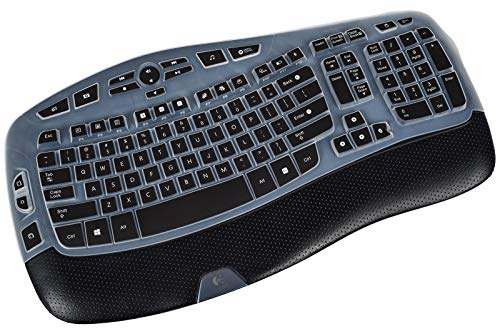 Image of Keyboard Cover Skin for Logitech MK570 K350 MK550 Wireless Wave Keyboard, Ultra Thin Silicone Logitech MK570 Keyboard Protector-Black