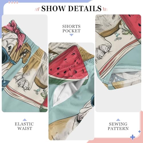 ZZXXB Bulldog Watermelon Boys Long Pants Soft Trousers Elastic Waist Kids Lounge Bottoms with Pockets S-XL4