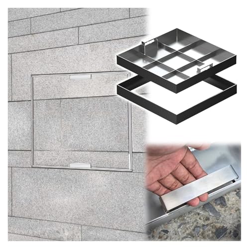 Septic Tank Covers w/Retractable Handle, 12 16 22 24 28 30 32 36 44 Inch Customizable Invisible Manhole Cover and Frame, Strong Load-Bearing for Driveway/Dock/Highway(18