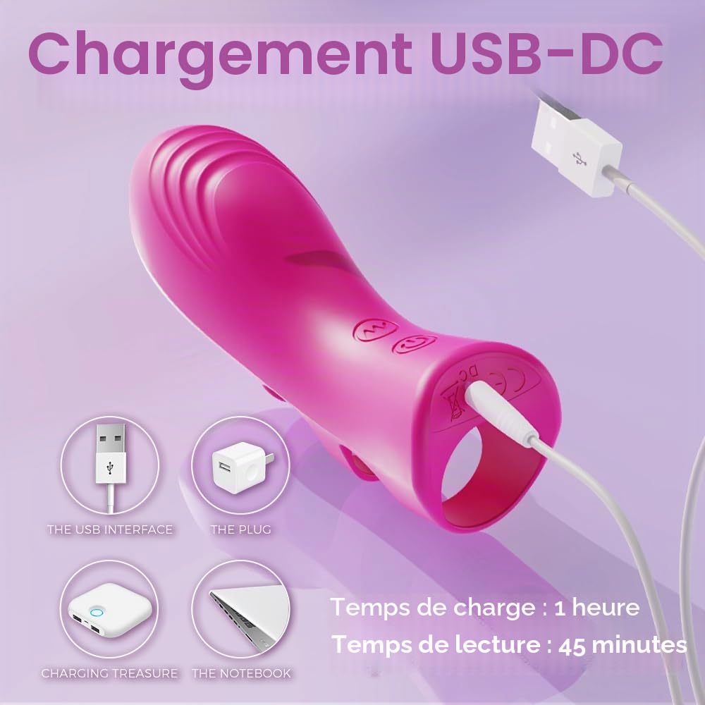 Mini Vibrant Doigts chinois pour Couple, Vibromasseurs Sex Toys pour Stimulateur de Clitoris Femme, Medical Silicone Masseur Point G avec 10 Fonctions de Vibration et de Chauffage (FG-ydl-012)