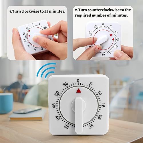 RUNYU 2 Stück Eieruhr Mechanischer Küchentimer, Kurzzeitmesser, 60 Minuten Countdown Timer mit Lauter Alarm, Küchenwecker, Kurzzeitwecker Küche für Haushalt Küche Kochen Backen – Bild 4