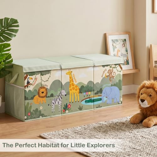Image of Toy Box with Adjustable Divider Large Toy Chest Storage for Nursery Kidroom