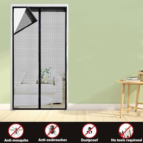 Reliancer Fiberglass Magnetic Screen Door 36"X80" Large Magnet Patio Door Mesh Curtain For Door Opening Up To 34" X79" W/Full Frame Hook And Loop Tape Outdoor Patio(Fiberglass, 36"X80") #TOP4
