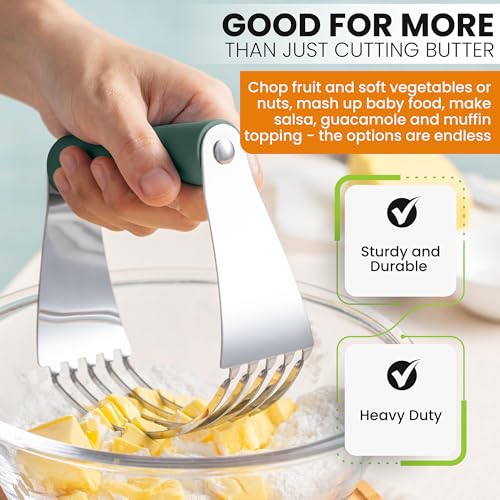 Image of Spring Chef Large Dough Blender For Baking - Pro Pastry Blender, Pine Green