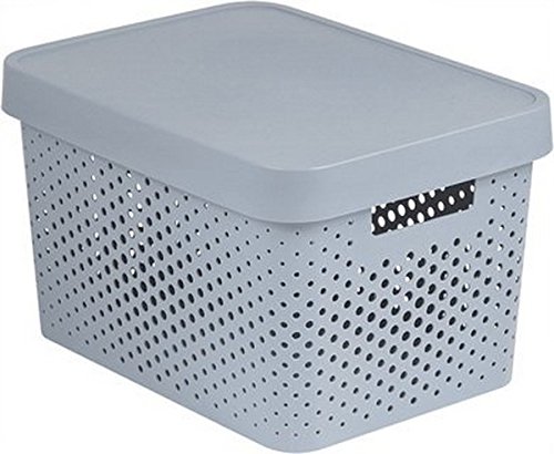 Curver 04742-099-00 Infinity Points Plastic Storage Box with Lid, Light Grey, 36.3 x 27 x 22 cm, Curver 04742-099-00 Infinity Points Plastic Storage Box with Lid, Light Grey, 36.3 x 27 x 22 cm,