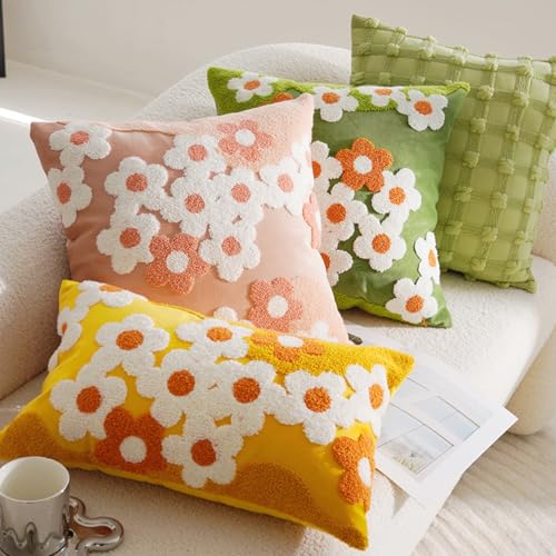 Housses de coussin en velours de qualité supérieure à marguerites