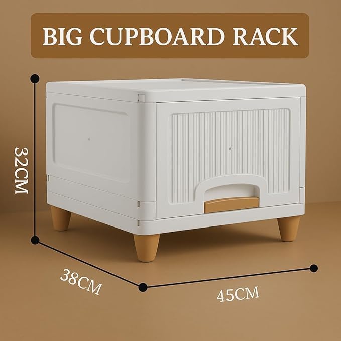 Image of MECHDEL Wardrobe Organizer for Storage /Polypropylene Foldable & Stackable Closet Basket /Cupboard Organizer for Clothes /Mounted Closet Systems (CUPBOARD RACK-WHITE, 1PCS)