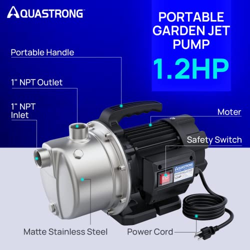 image for Aquastrong 1.2 HP Portable Shallow Well Pump Garden Pump, 1209 GPH, 11