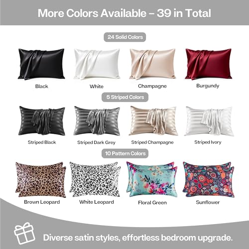 Image of MR&HM Satin Pillowcase for Hair and Skin, Silk Satin Pillowcase 2 Pack, King Size Pillow Cases Set of 2, Silky Pillow Cover with Envelope Closure (20x36, Silver Grey)