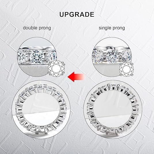 Cubic Zirconia Eternity Band Ring Round Cut/Cushion Cut 5A Grade D Color Simulant Diamond CZ Wedding Band Promise Anniversary Ring for Women4