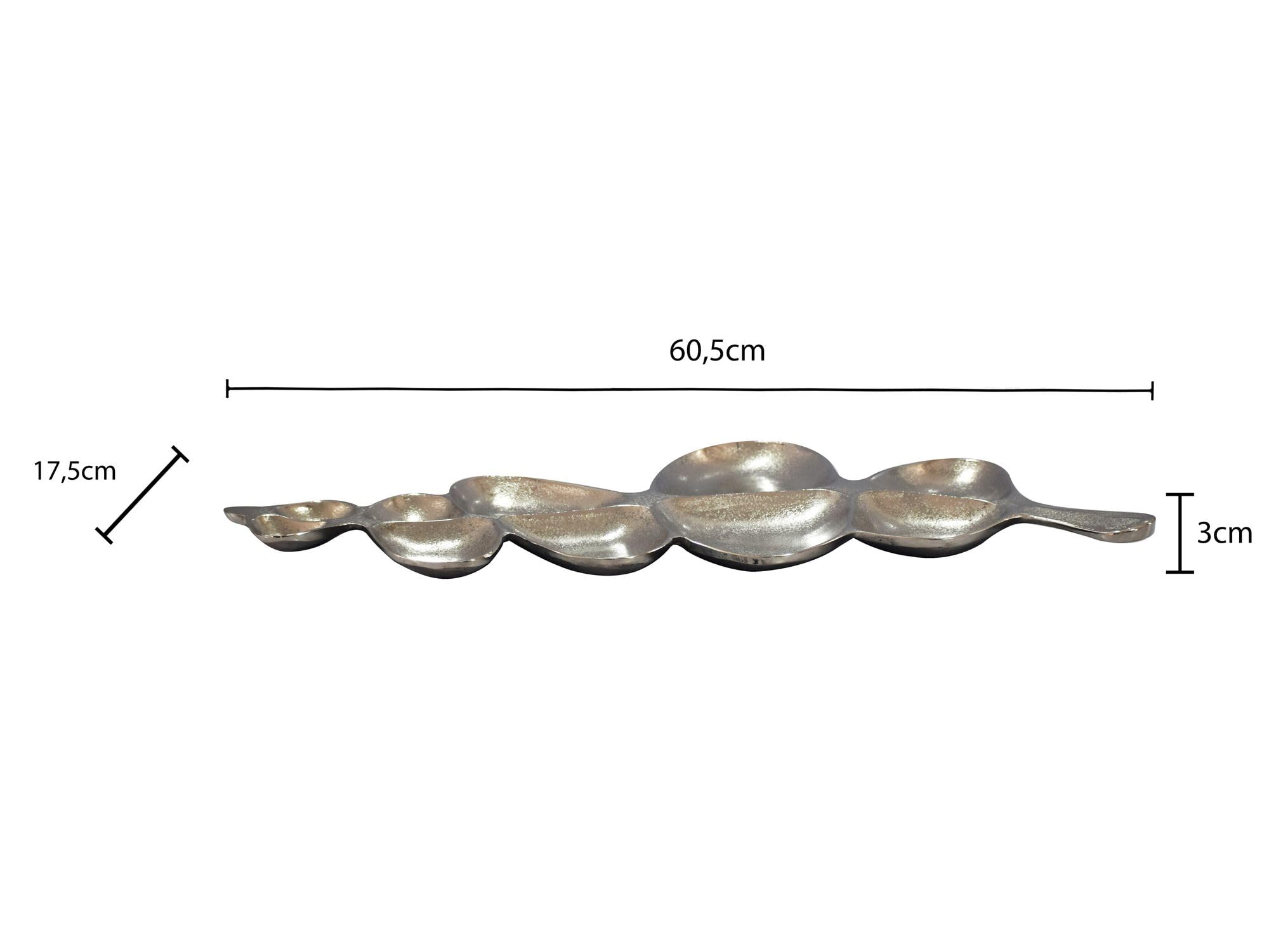 WOHNLING Misa Dekoracyjny Kształt Liścia 60,5x17,5x3 cm Aluminium Srebrna
