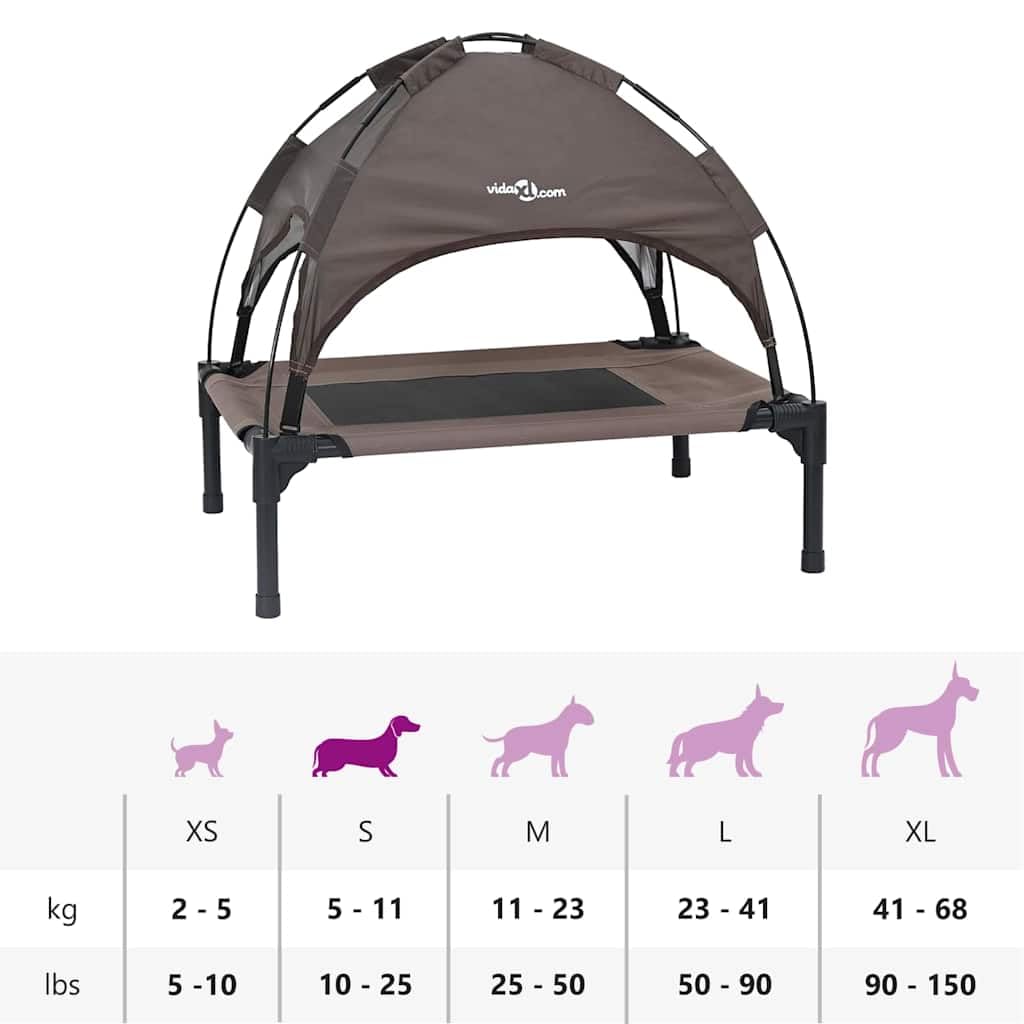 Cuccia per cani in acciaio marrone, 62 x 48 x 61 cm, rialzata per animali domestici, con design antigraffio, antiscivolo, traspirante, per interni ed esterni, delicato sulle articolazioni e
