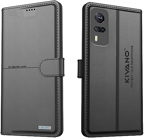 Image of KIVANO Compatible with Vivo Y51 (2020) / Vivo Y53s / Vivo Y31 / Vivo Y51A Flip Cover | Leather Finish | Inside Pockets & Inbuilt Stand | Shockproof Wallet Style Magnetic Closure Back Cover Case