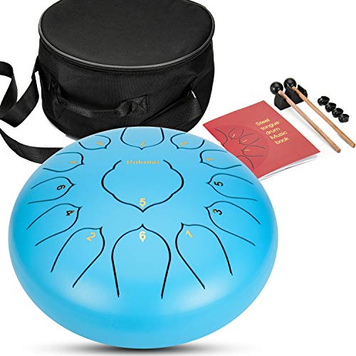 12 Inch 13 Note Steel Tongue Drum Percussion Instrument Lotus Hand Pan Drum with Drum Mallets Carry Bag - Thumbnail 4