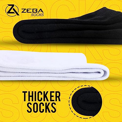 ZEBA PADDED TALL CREW BLACK SOCKS - UNISEX (6-PACK)3