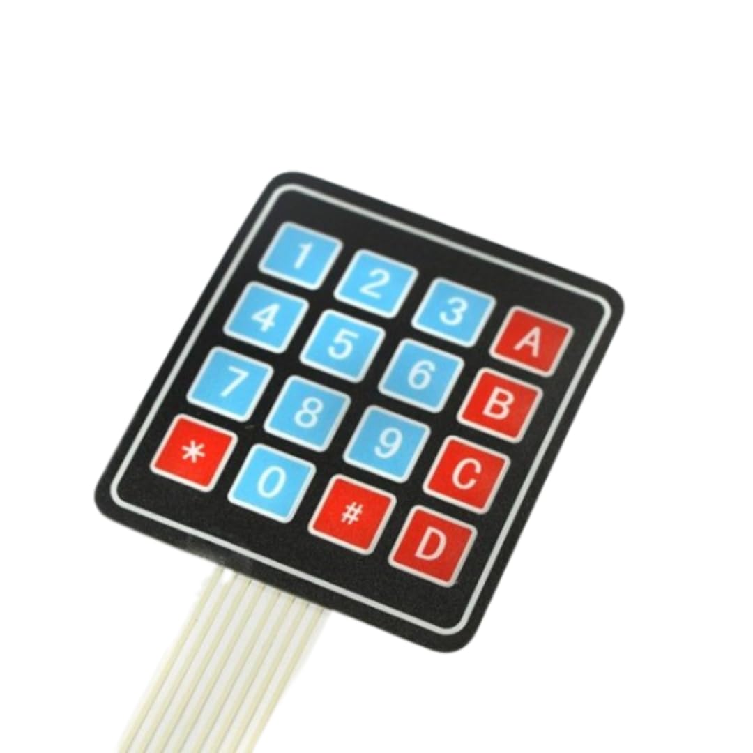 Elconics 4x4 Matrix Membrane Keypad, 16 Key Membrane Switch Keypad Keyboard - Perfect for Atmega328P, Pi | 16 Key Membrane Switch Keypad Keyboard
